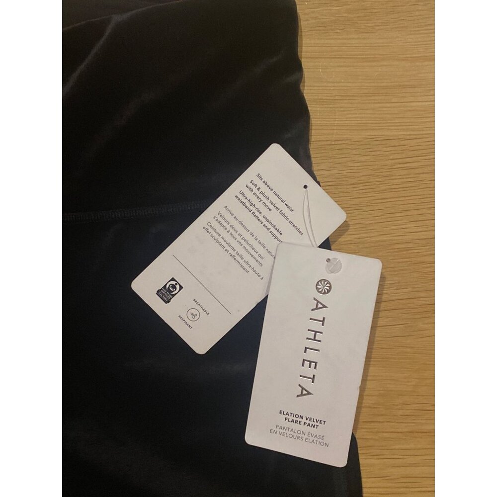 NWT Athleta XS Elation Velvet Flare Pant Black Pants High-Rise Flared $109 - Picture 7 of 16
